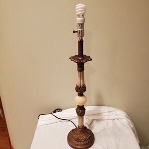 Vintage Hollywood Regency Table Lamp With Alabaster Orb and Bronze Accents